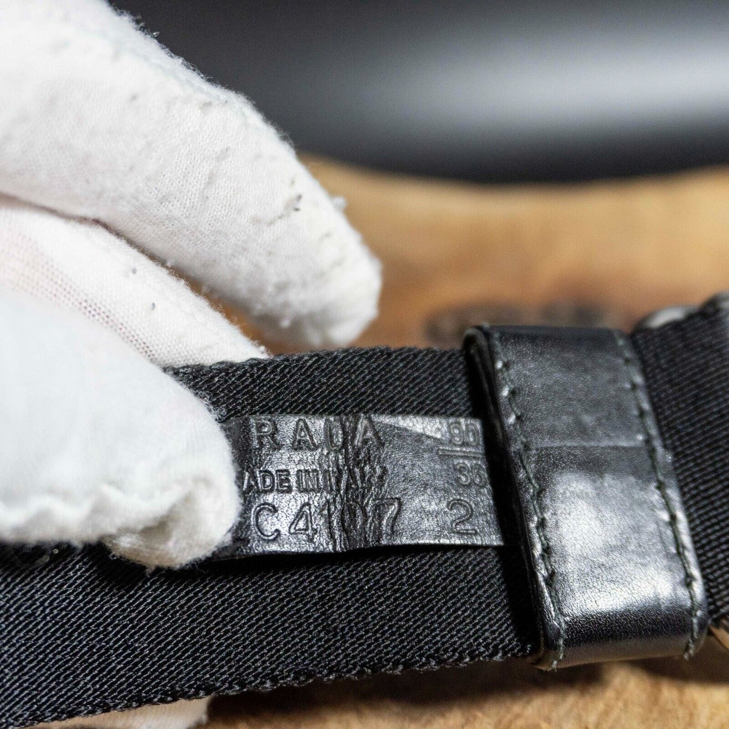 Prada Mens Womens Belt Nylon D Ring Belt Authentic Black Size 36