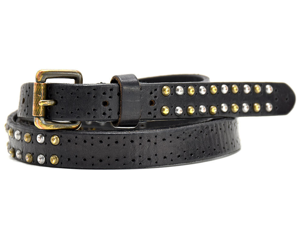 Liebeskind Womens Belt Leather Skinny Studded Jeans Belt Black Size 38