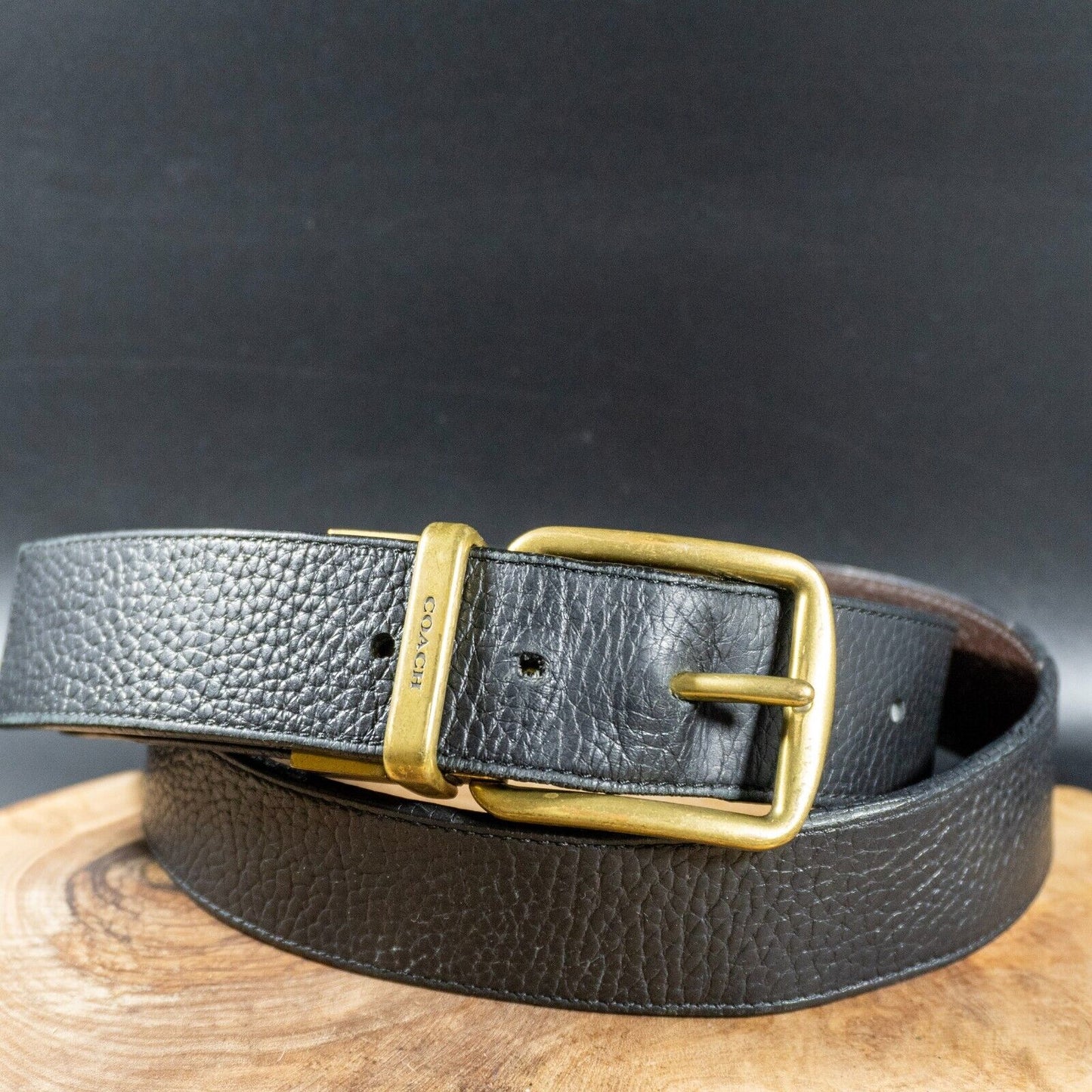 Coach Mens Belt Authentic Vintage Leather Reversible Belt Black Brown Size 38
