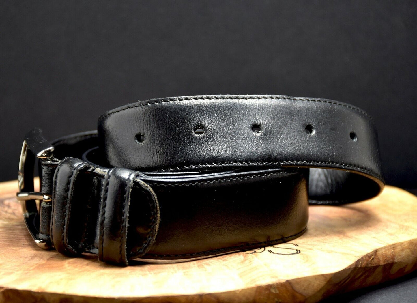 Fabio Toma Mens Belt Classic Leather Italian Belt Black Size 38