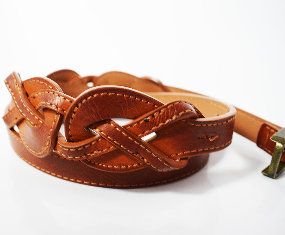 Bonobo Jeans Womens Faux Leather Belt Brown Skinny Size 36