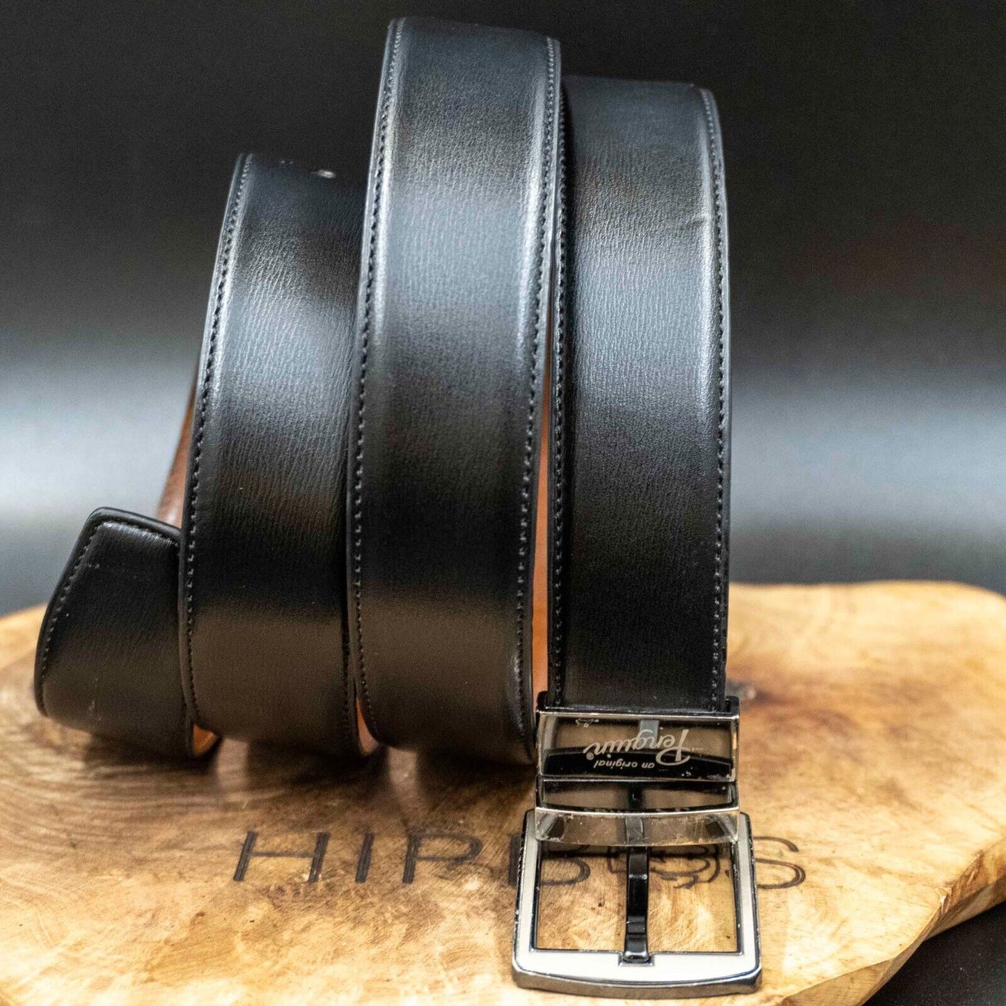 Penguin Mens Belt Reversible Leather Jeans Belt Black Brown Size 40