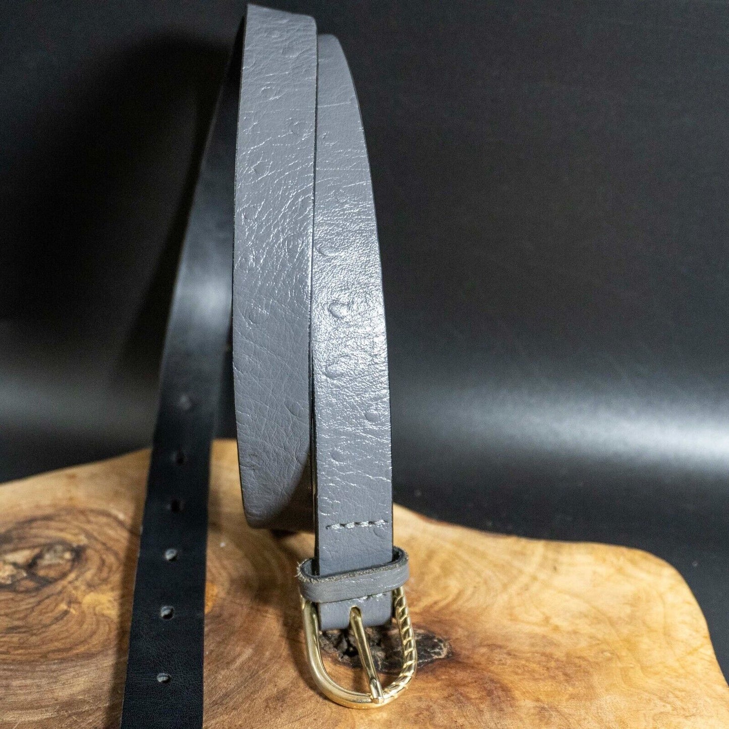 Roma Womens Belt Leather Belt Jeans Belt Grey Size S / M