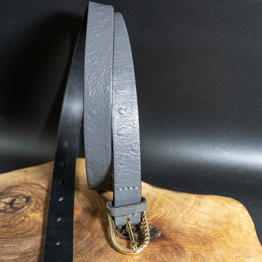 Roma Womens Belt Leather Belt Jeans Belt Grey Size S / M