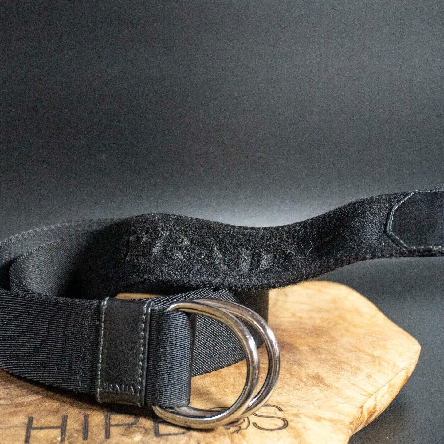 Prada Mens Womens Belt Nylon D Ring Belt Authentic Black Size 36