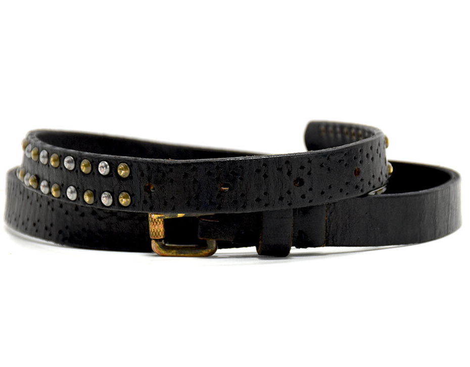 Liebeskind Womens Belt Leather Skinny Studded Jeans Belt Black Size 38
