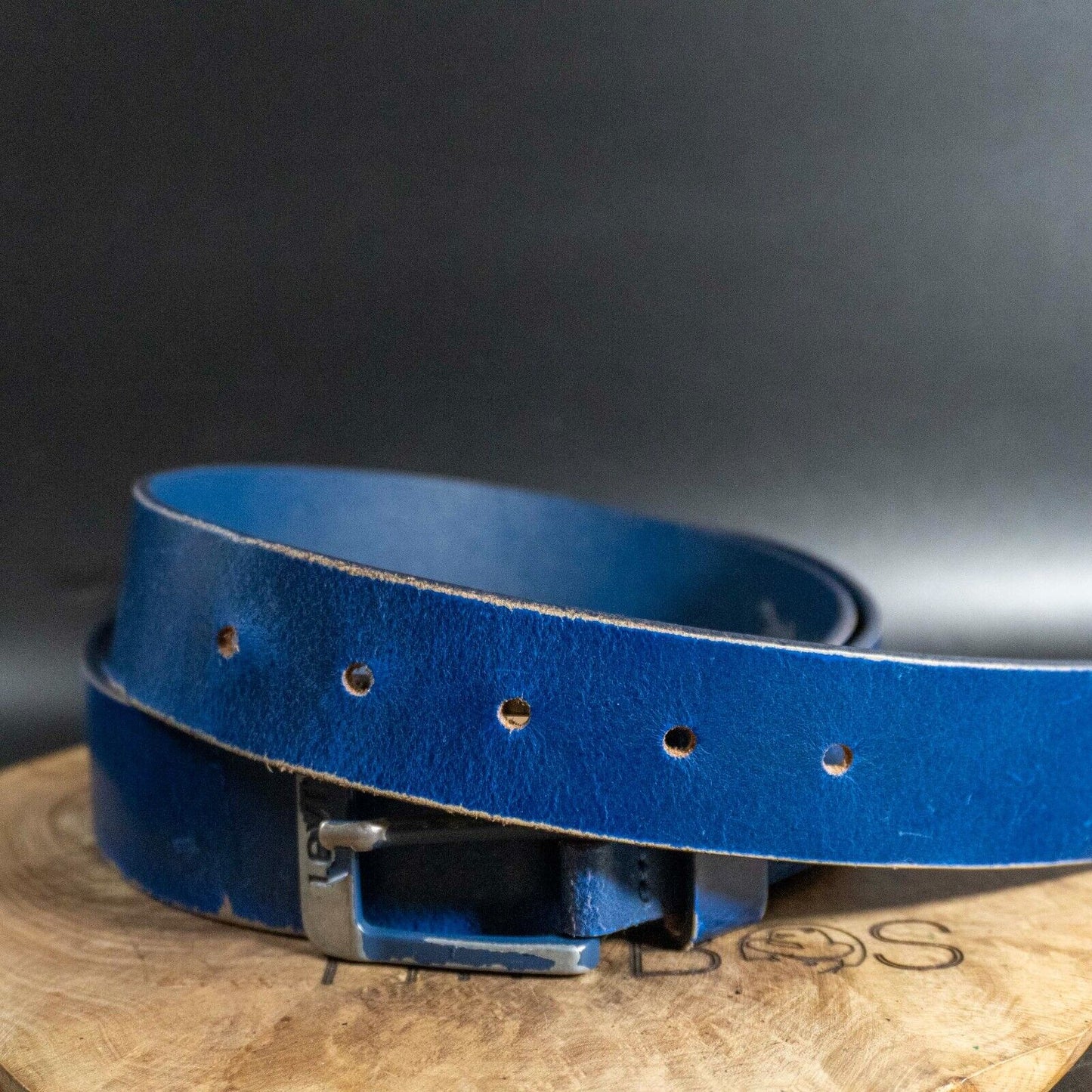 Levis Mens Belt Vintage Leather Belt Jeans Leather Belt Blue Size 36