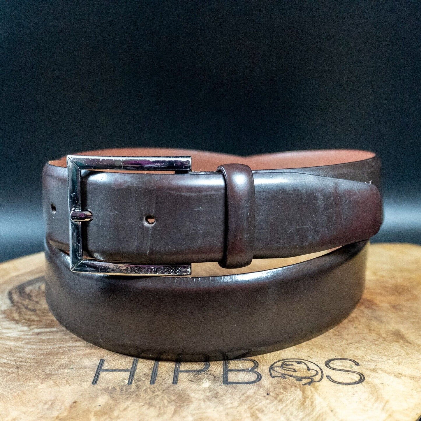Hugo Boss Mens Belt Vintage Leather Jeans Belt Brown Size 32