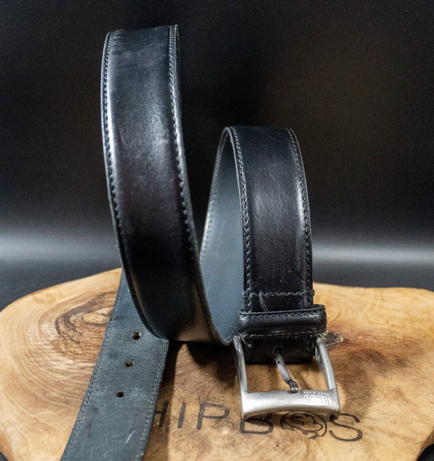 Hugo Boss Mens Belt Esily Leather Jeans Belt Black Size 32