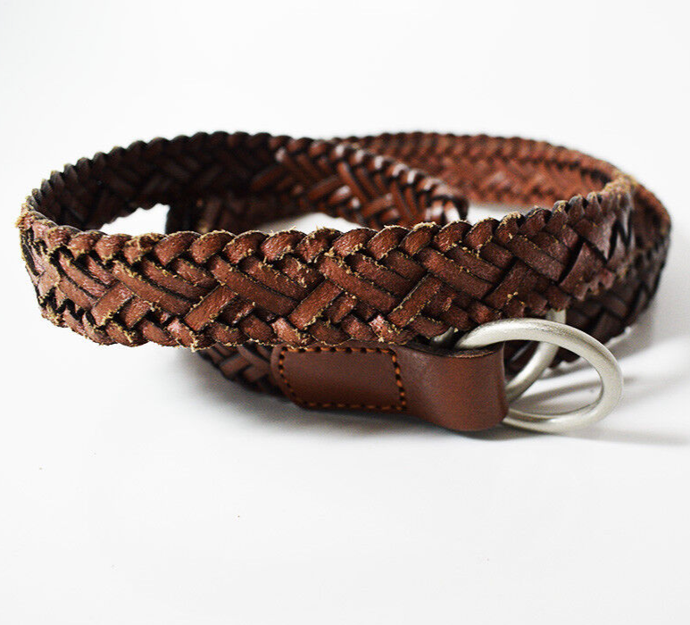Braided Womens Leather Belt Size 10 Brown