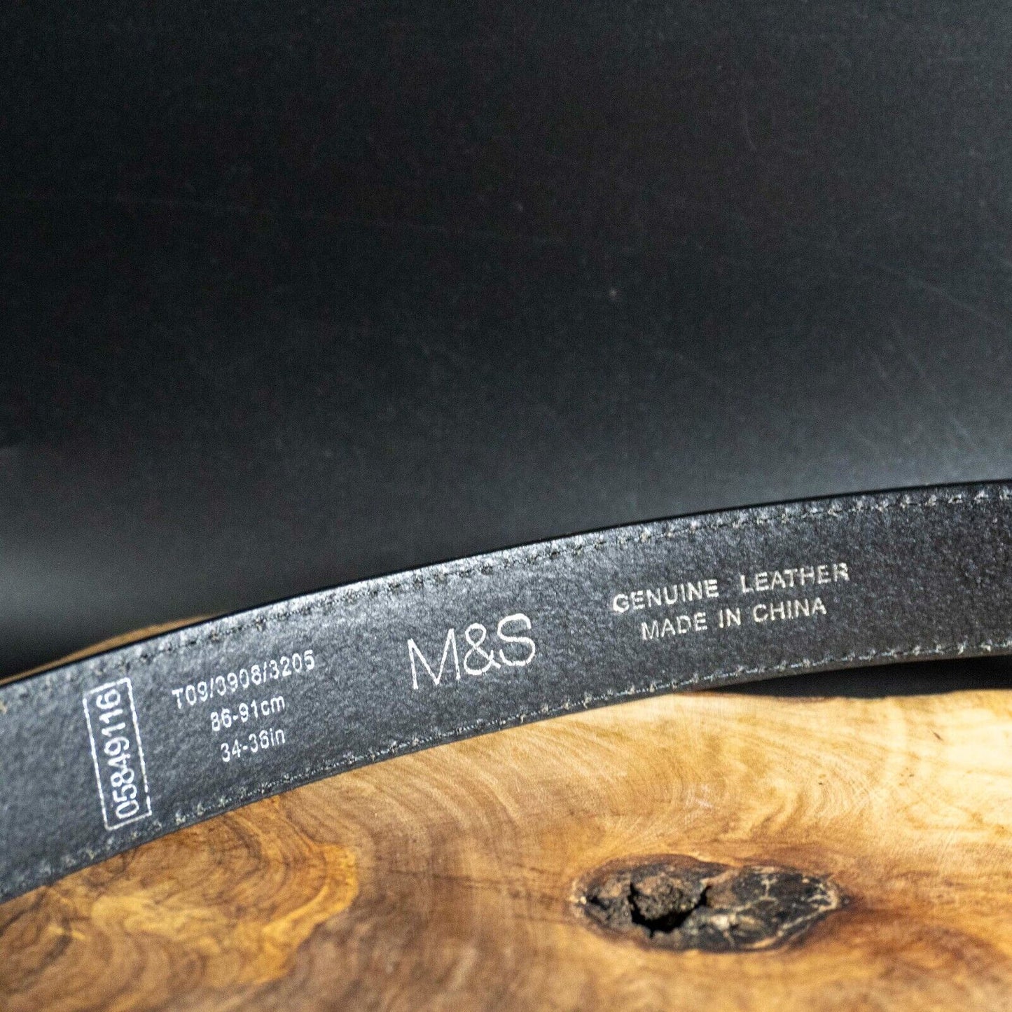 Marks and Spencer Mens Belt M&S Leather Jeans Belt Black Size 34-36