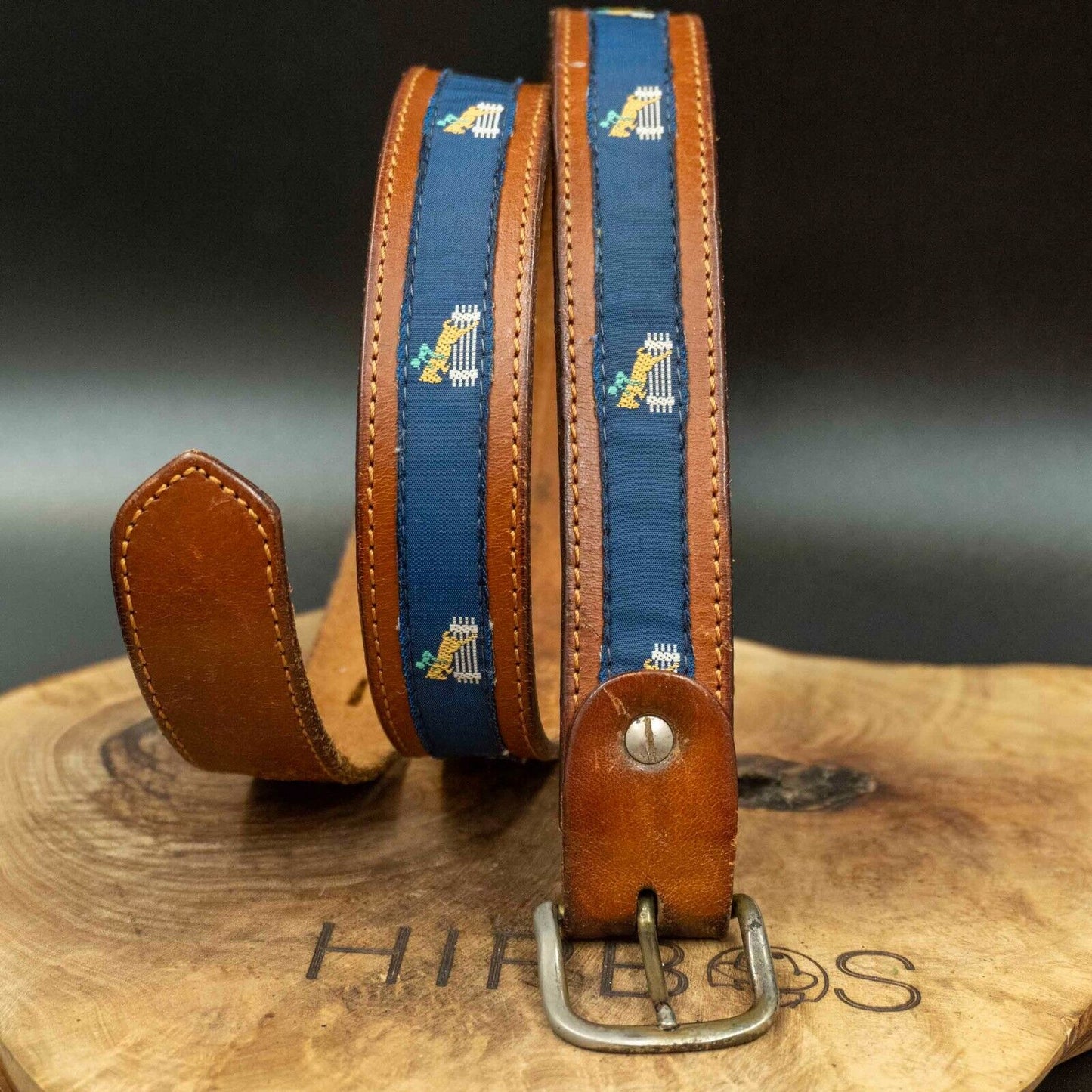 Cintura Moda Vintage Belt Fabric and Leather Webbed Belt Size 30