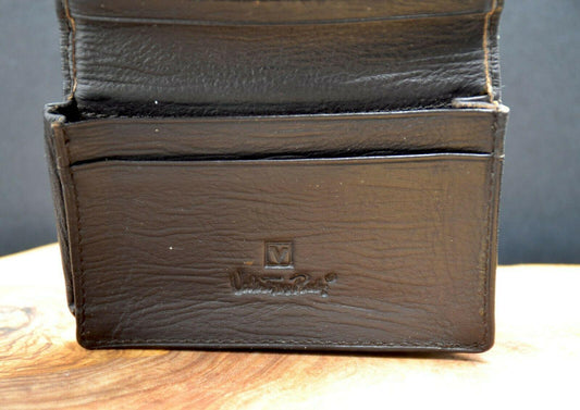 Valentino Rudy Leather Card Business Card ID Wallet Holder Brown - HipBos