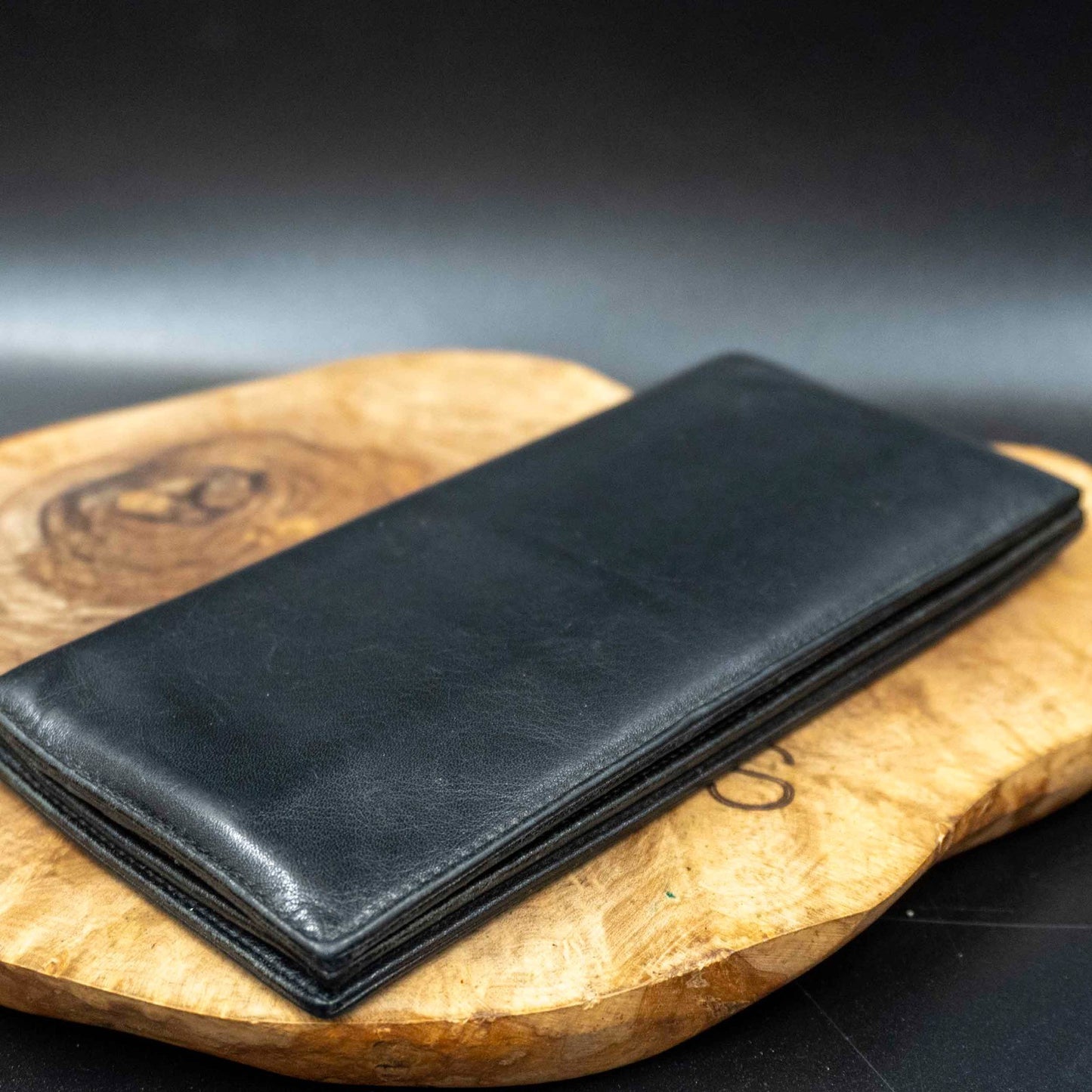 Porsche Design Mens Wallet Leather Bifold Card Wallet Long Wallet Black