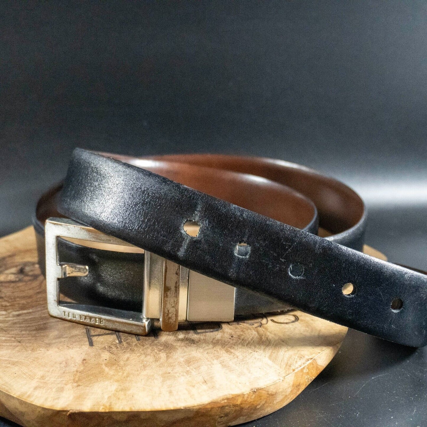 Ted Baker Mens Belt Reversible Belt Leather Jeans Belt Black Brown Size 40