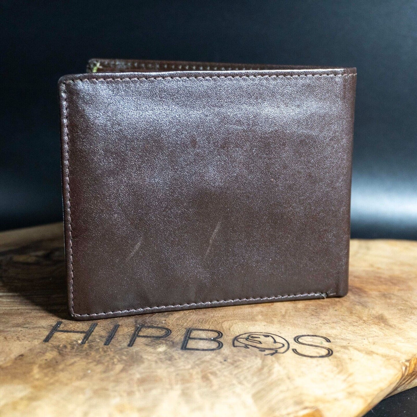 Stones Mens Wallet Bifold Leather Card Wallet Brown