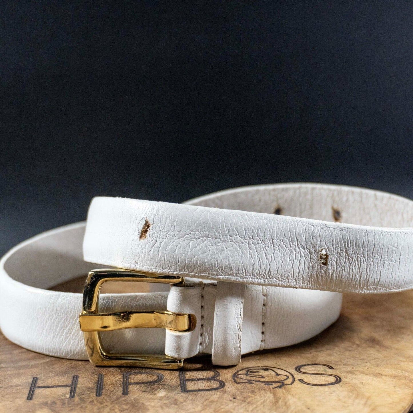 GUESS Womens Belt Leather Jeans Belt White Size M