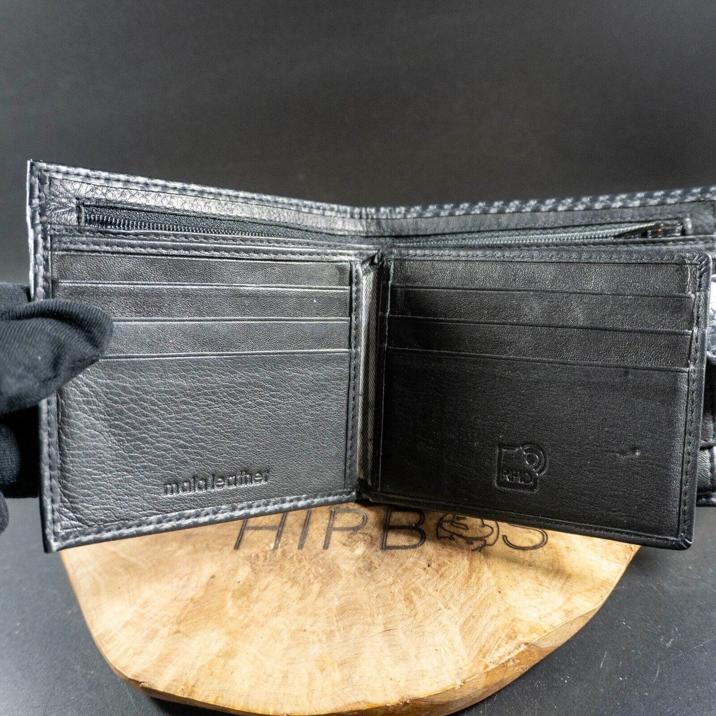 Mala Leather Mens Bifold Wallet Leather Card Wallet Black RFID Protect