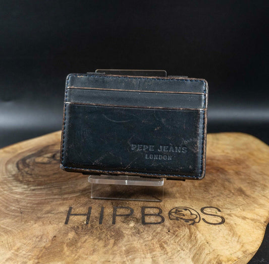 Pepe Jeans Mens Card Holder Vintage Leather Card Holder Wallet Black