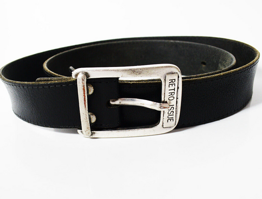 Retro Issue Mens Belt Vintage Leather Jeans Belt Black Size 34