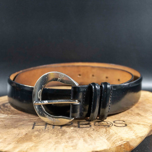 Claudio Orciani Womens Belt Vintage Leather Belt Waist Belt Black Size 28