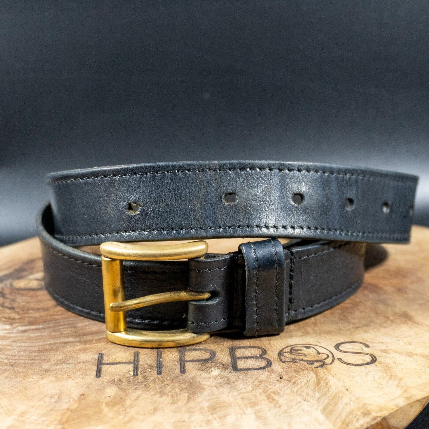 St Michael Vintage Mens Womens Leather Belt M&S Classic Jeans Belt Black Size 32 - VintageThing