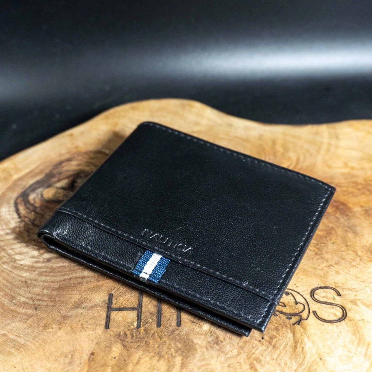 Nautica Mens Wallet Bifold Leather Card Wallet Black