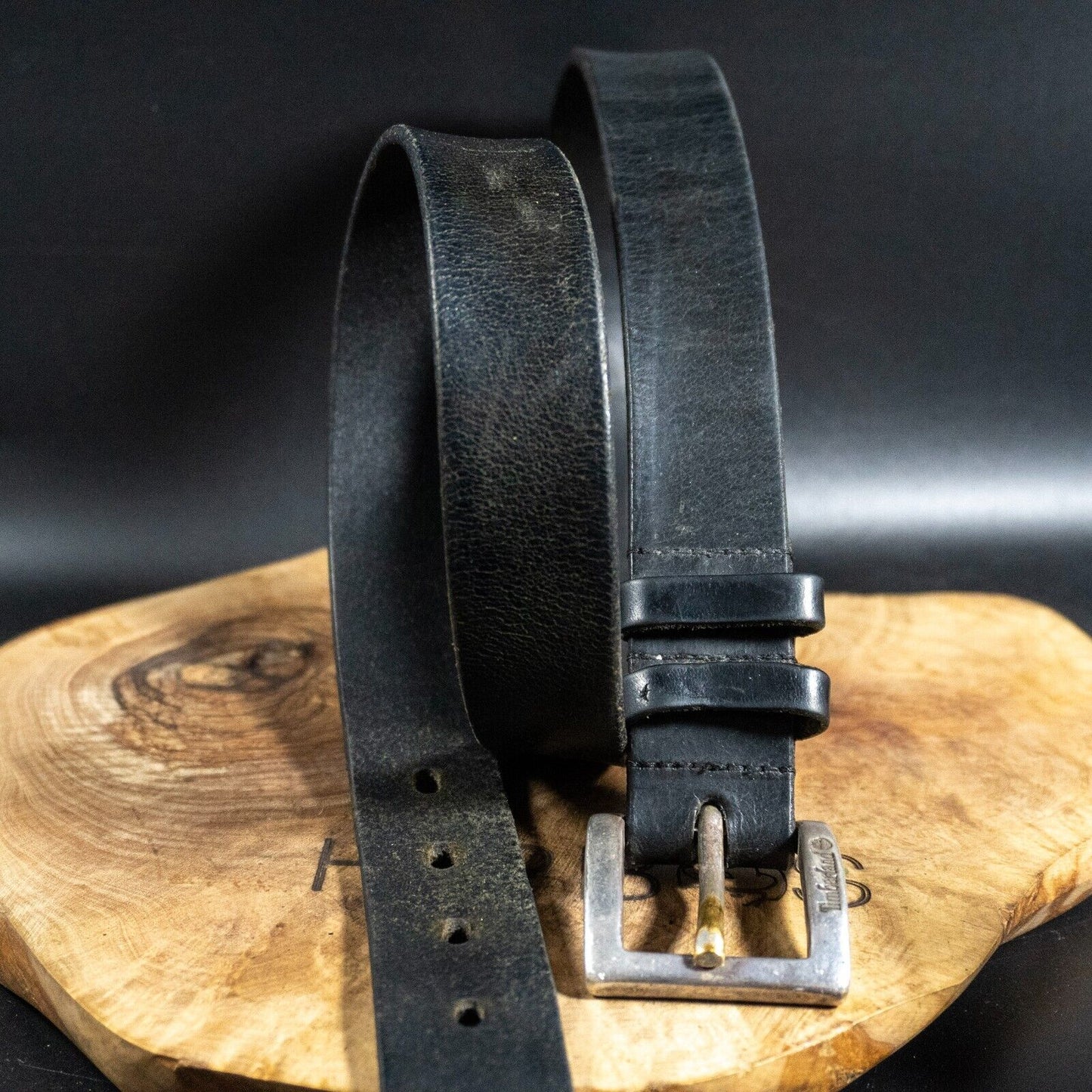 Timberland Vintage Mens Womens Belt Leather Jeans Belt Black Size 34 - VintageThing