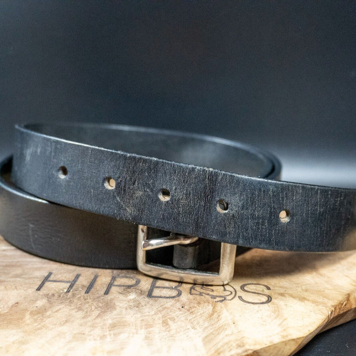 Bison Mens Womens Belt Vintage Leather Jeans Belt Black Size 36 - VintageThing