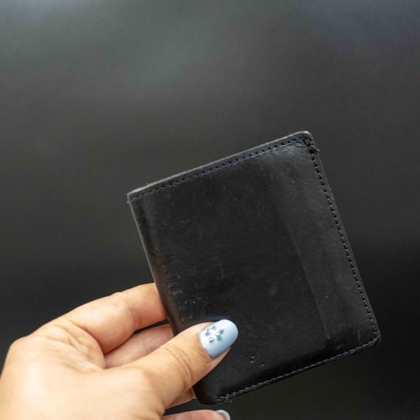 Vintage Mens Wallet Handmade Bifold Leather Card Wallet Black