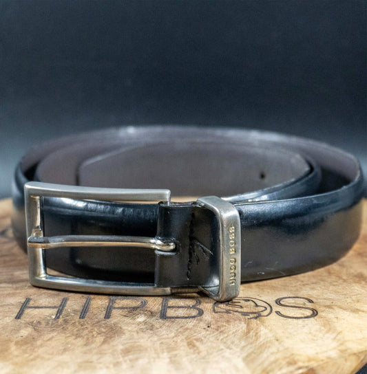 Hugo Boss Mens Belt Vintage Classic Leather Jeans Belt Black Size 34