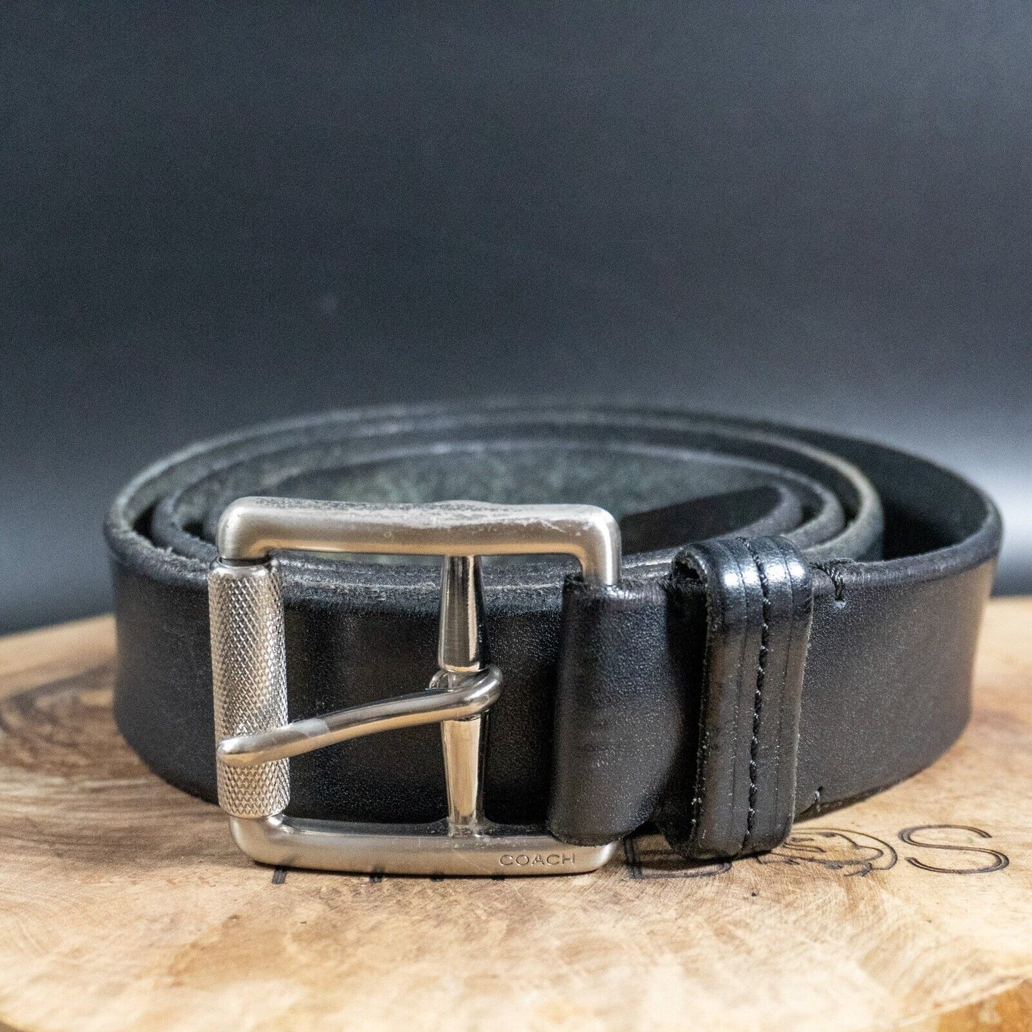 Coach Mens Belt Authentic Leather Jeans Belt Black Size 38 - VintageThing