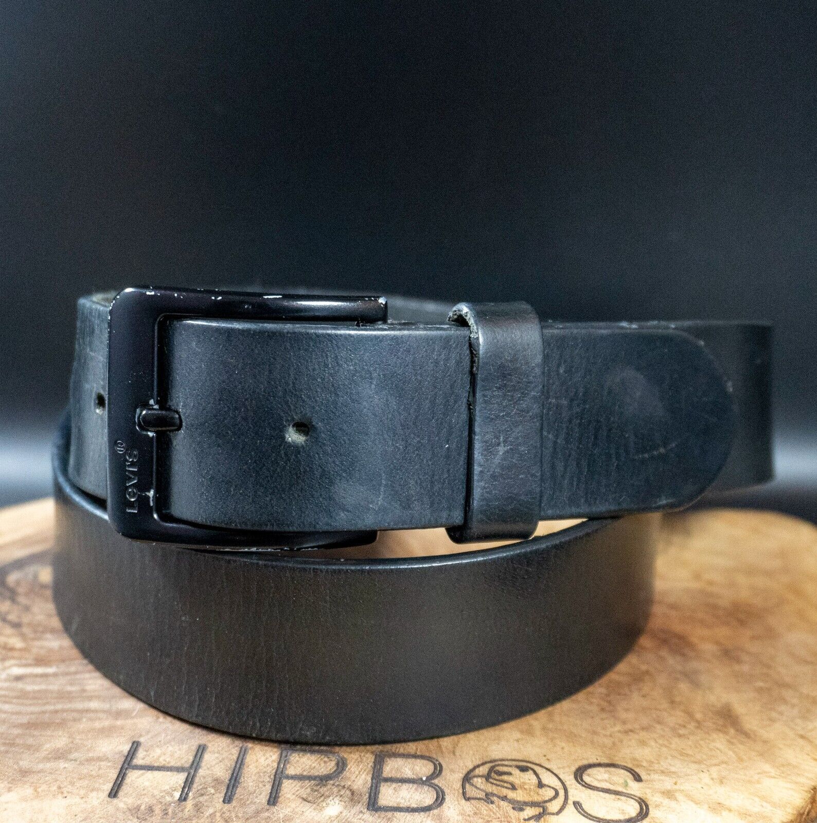 Levis Mens Belt Vintage Leather Belt Jeans Leather Belt Black Size 36 - VintageThing