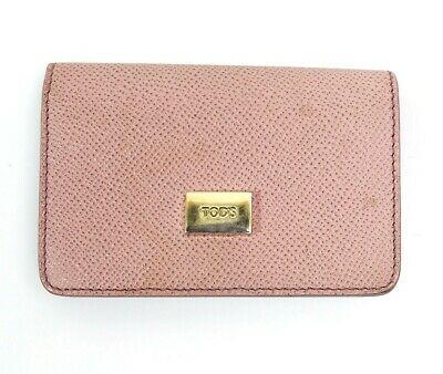 Tod's Authentic Saffiano Leather Card Business Card Holder Wallet Pink