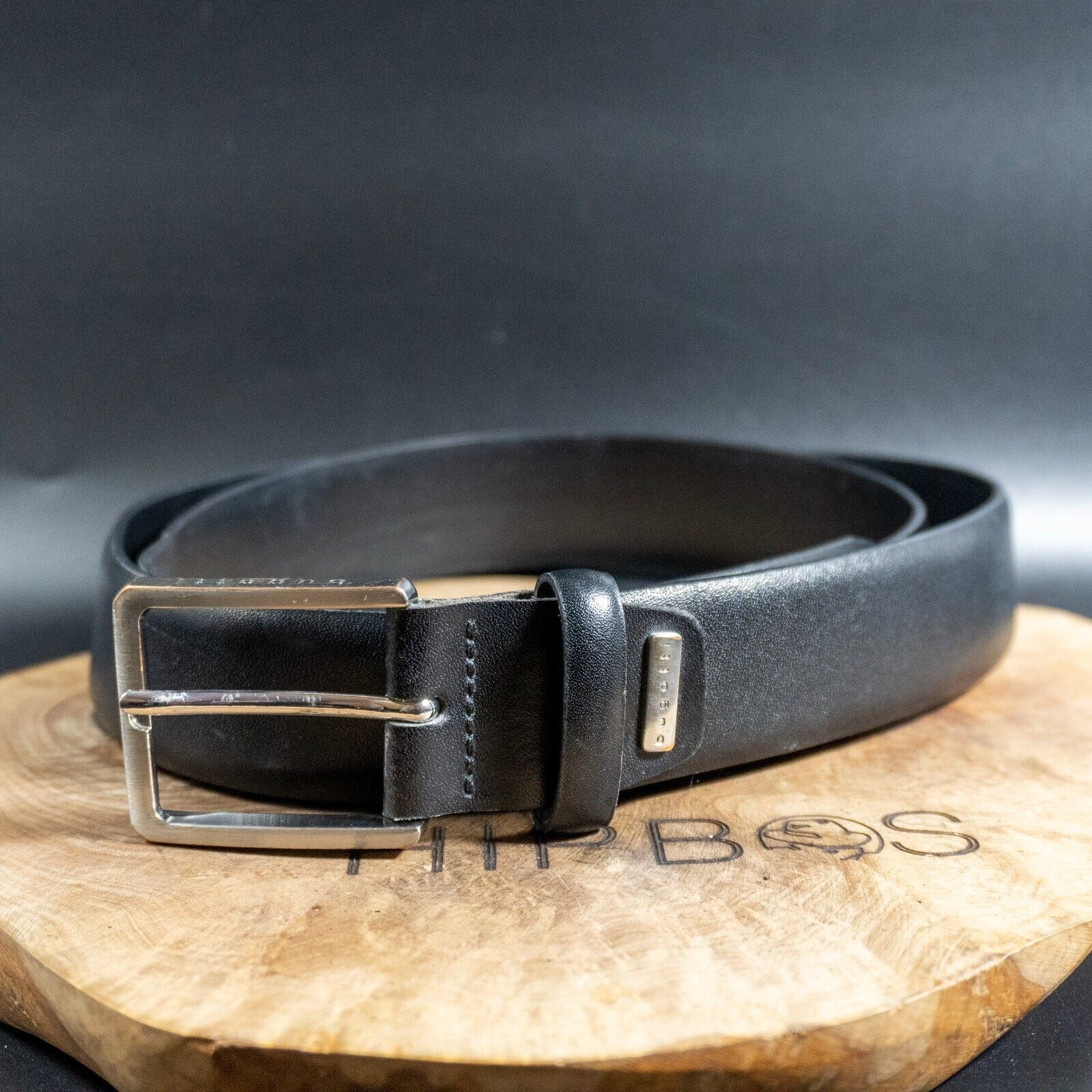 Bugatti Mens Leather Belt Classic Jeans Belt Black Size 32 - VintageThing