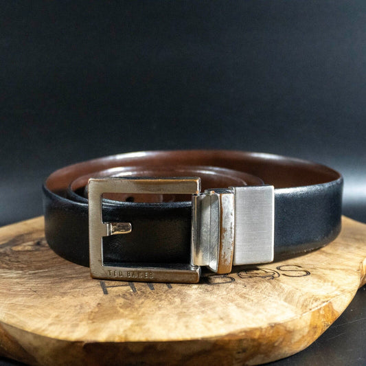 Ted Baker Mens Belt Reversible Belt Leather Jeans Belt Black Brown Size 40