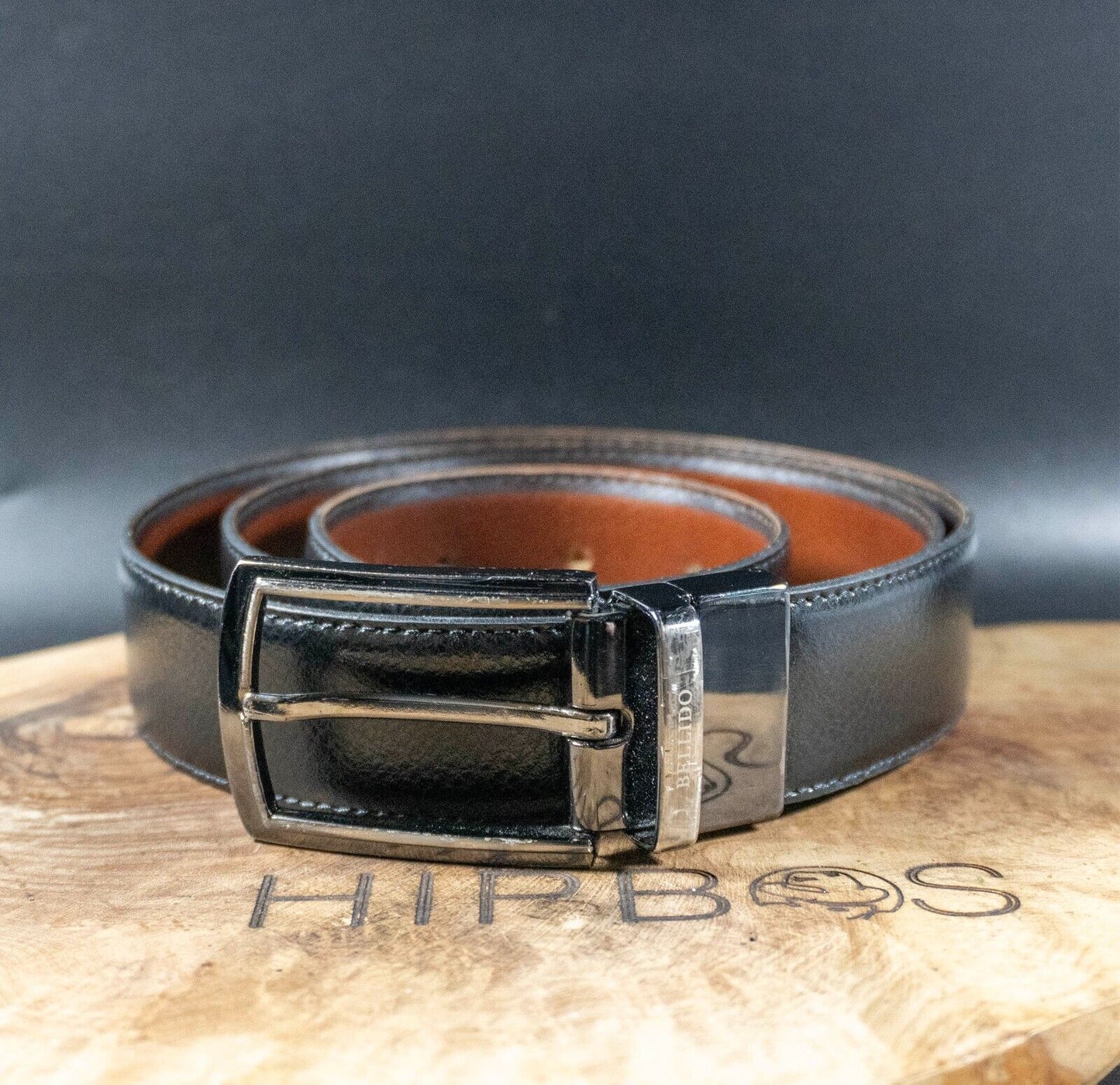 Miguel Bellido Mens Belt Leather Classic Reversible Belt Black Brown Size 32