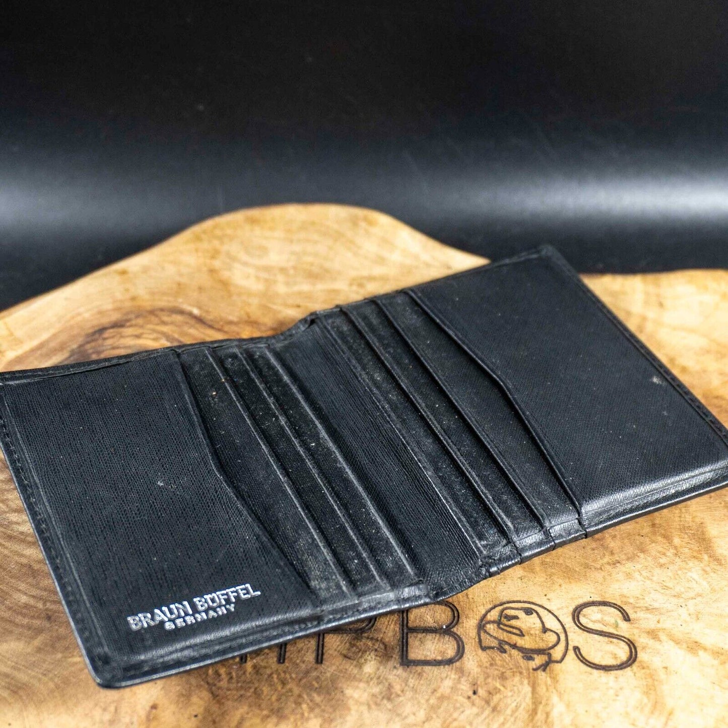 Braun Buffel Mens Bifold Leather Wallet Card Wallet Black