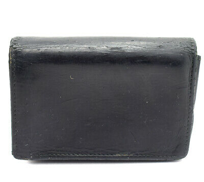 Authentic Bally Leather Bifold Card Business Card Holder Wallet Black