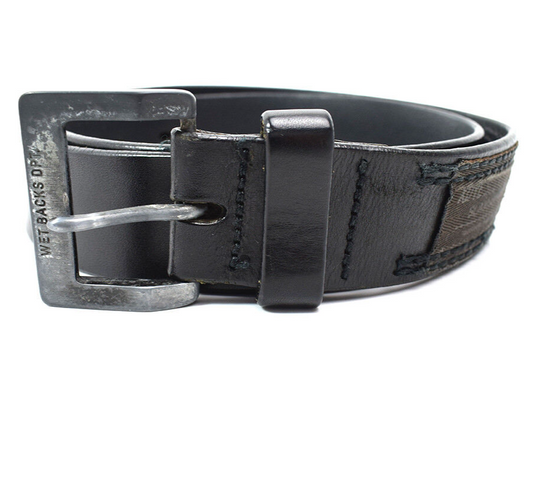 XDYE Mens Belt Vintage Leather Jeans Belt Black Size 34