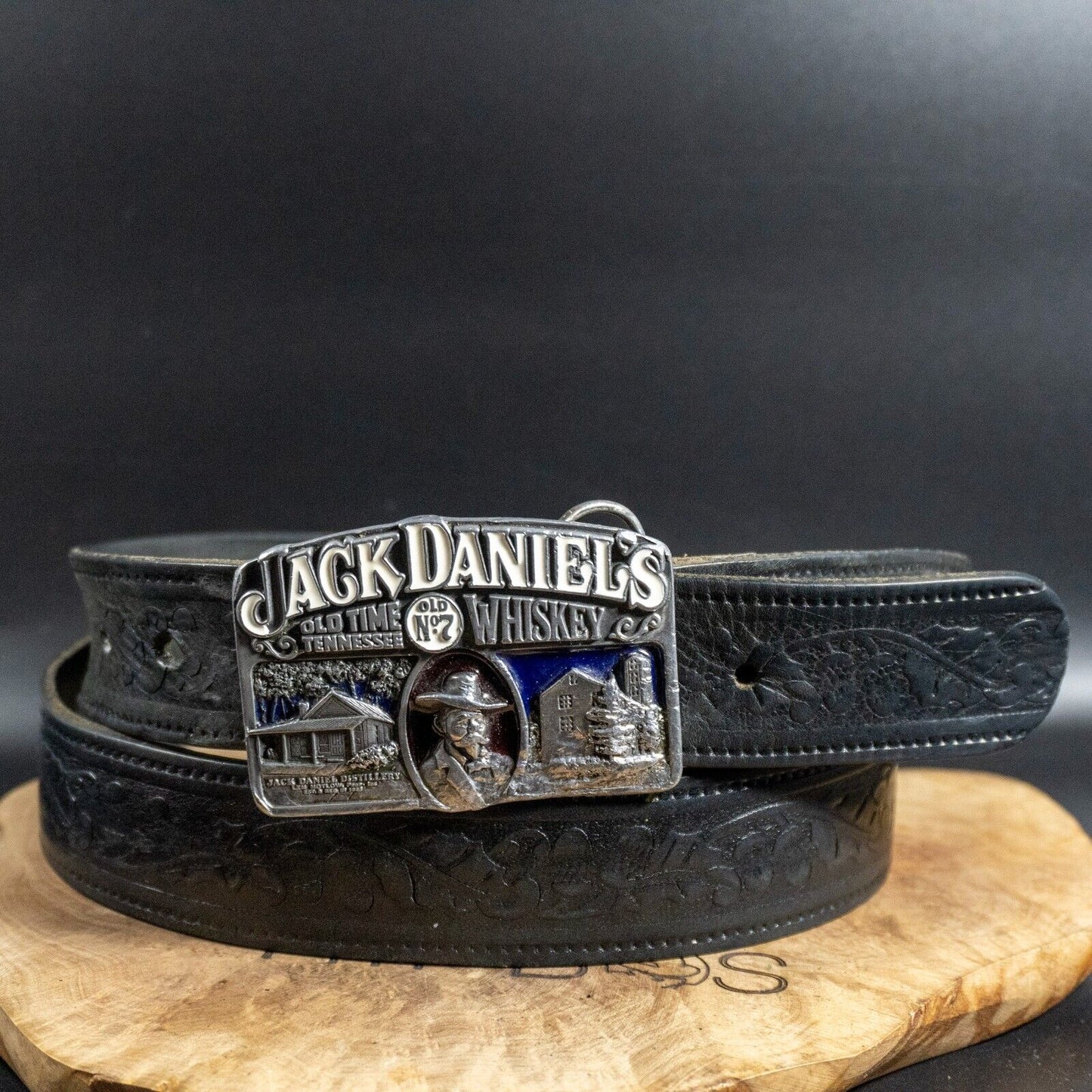 Vintage Mens Belt Handmade Vintage Leather Jeans Belt With JD Buckle Size 42 - VintageThing