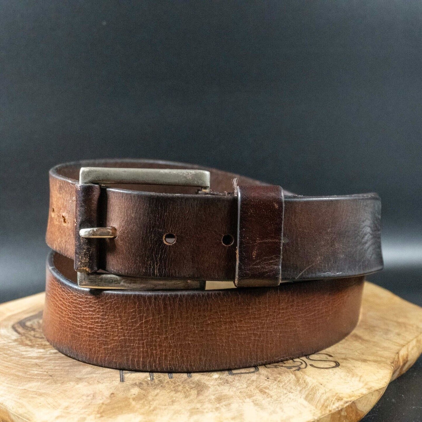 Vintage Mens Belt Handmade Leather Jeans Belt Brown Size 38