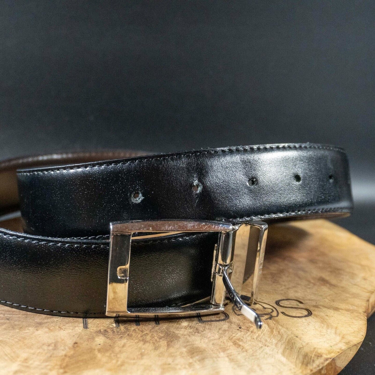 DAKS Mens Belt Leather Handcrafted Belt Classic Jeans Belt Black Size 34