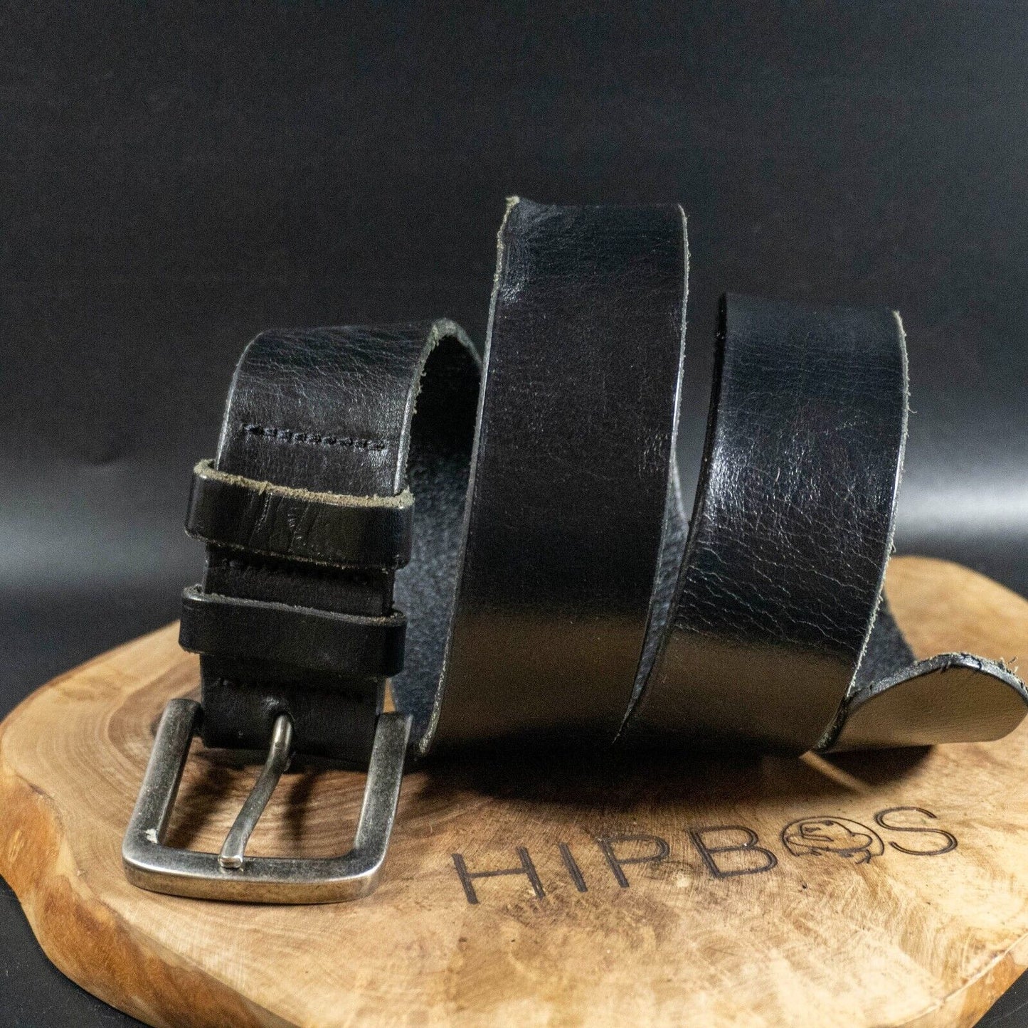 Vintage Mens Belt Handmade Leather Jeans Belt Black Size 34