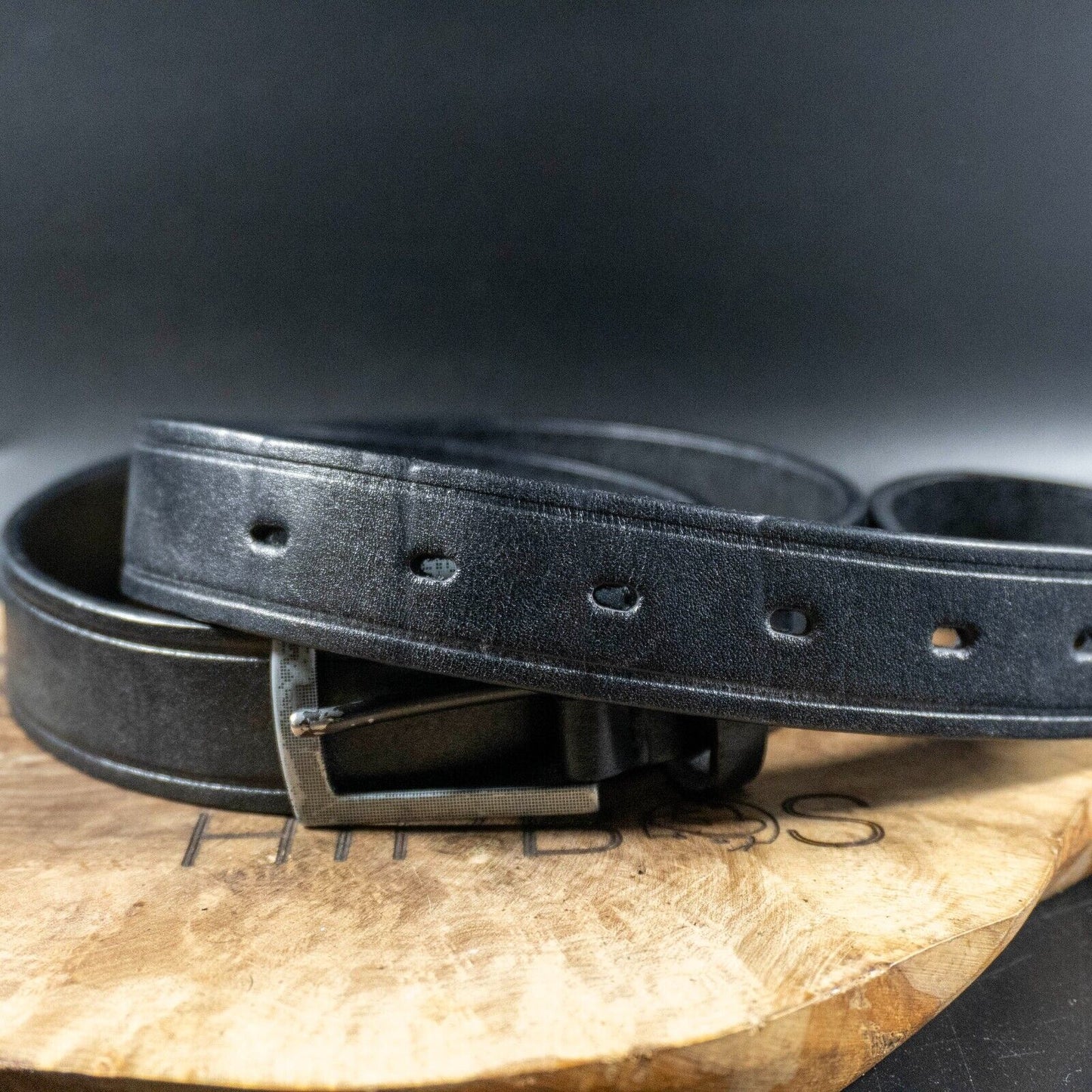 Vintage Mens Belt Handmade Leather Jeans Belt Black Size 32