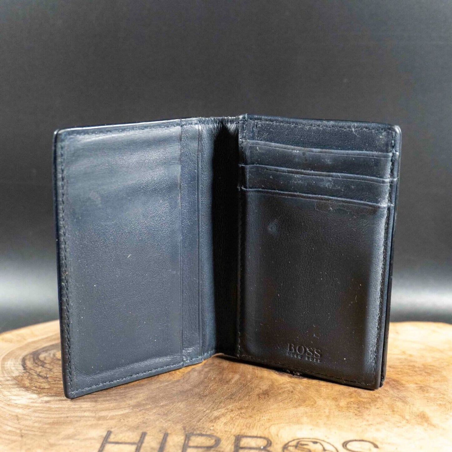 Hugo Boss Mens Wallet Case Bifold Leather Business Card Wallet Card Wallet Blue