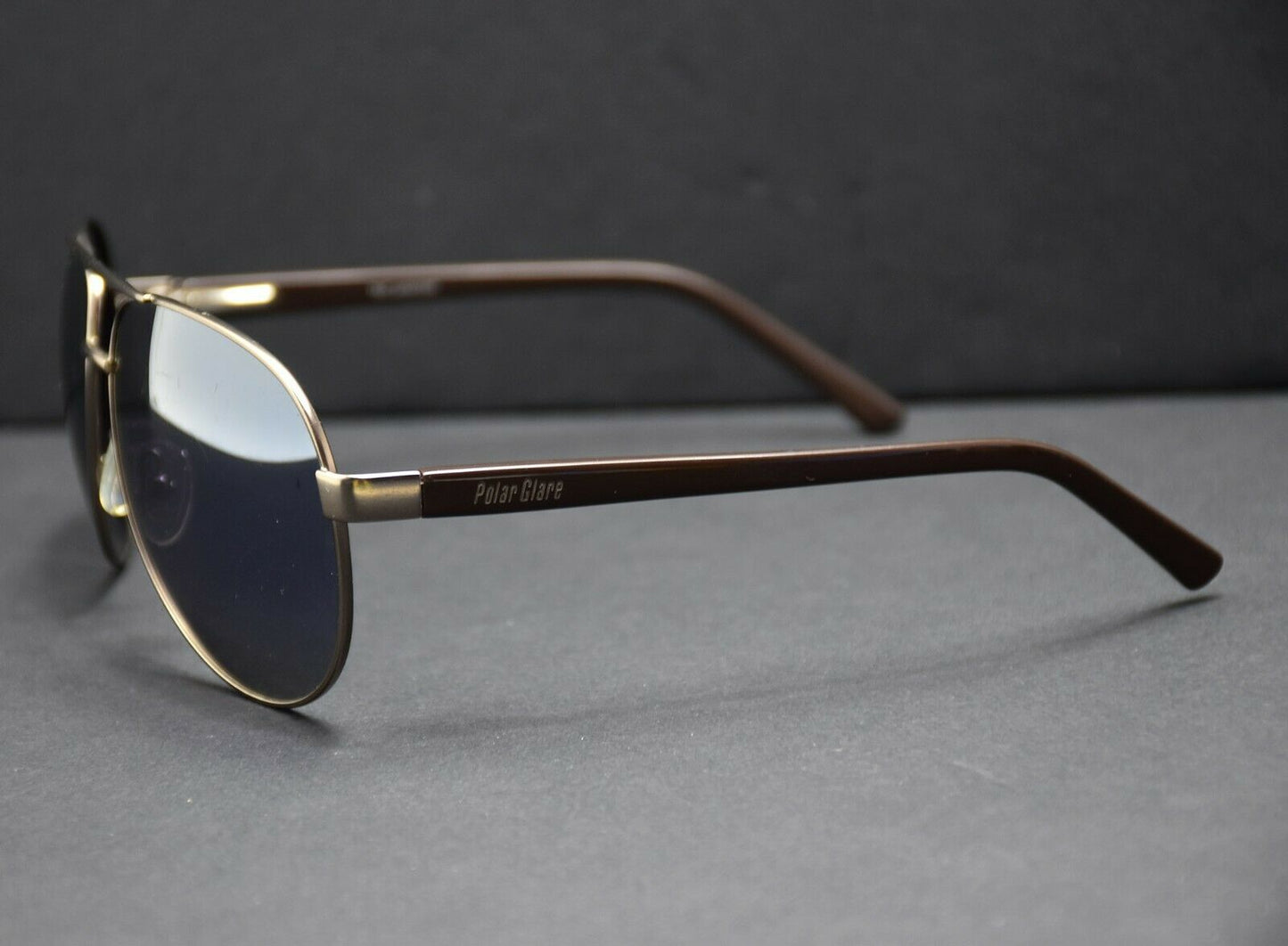 Polar Glare Pilot Sunglasses PG521B Brown and Gun Metal Frame Polarised Lenses - VintageThing