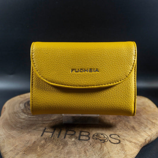 Fuchsia Womens Faux Leather Wallet Purse Medium Yellow
