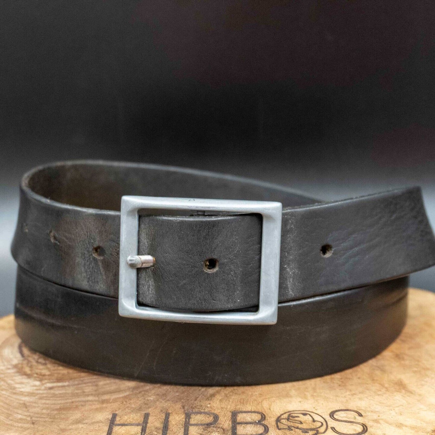 Vintage Mens Belt Handmade Leather Jeans Belt Black Size 42