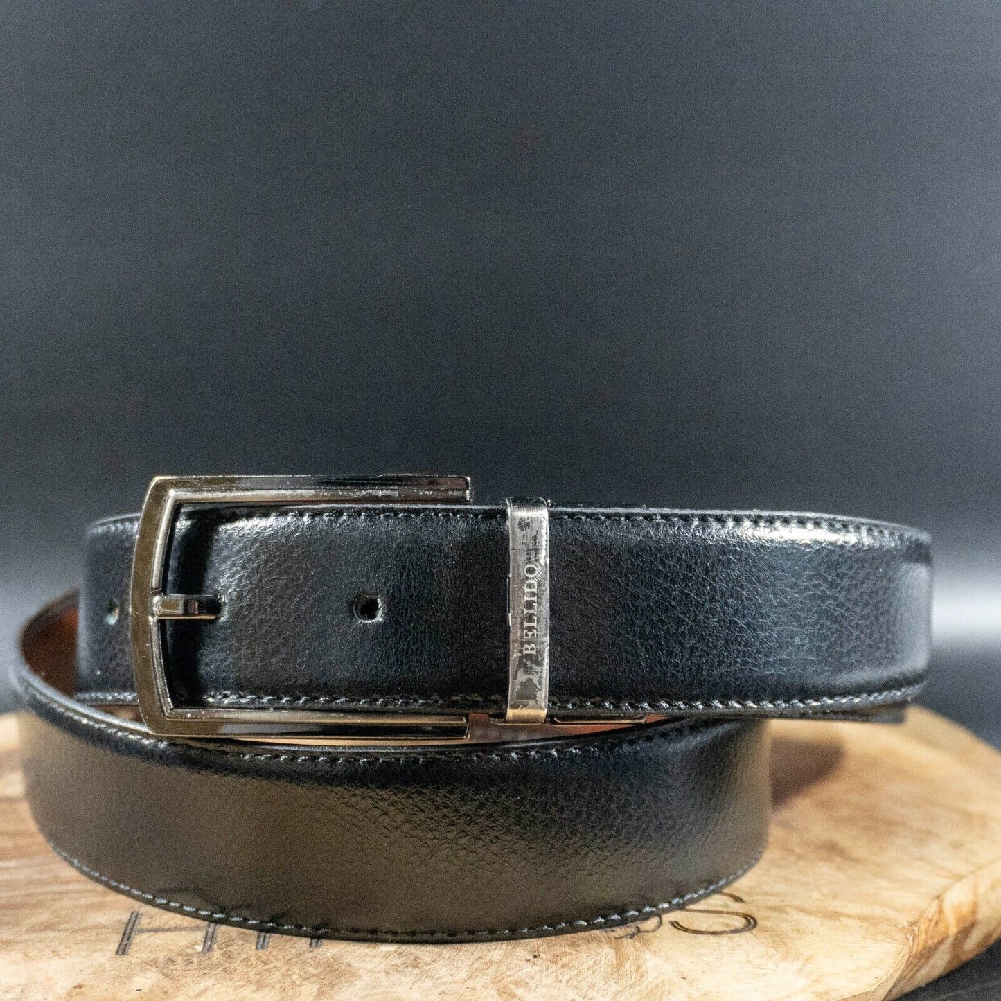 Miguel Bellido Mens Belt Leather Classic Reversible Belt Black Brown Size 32